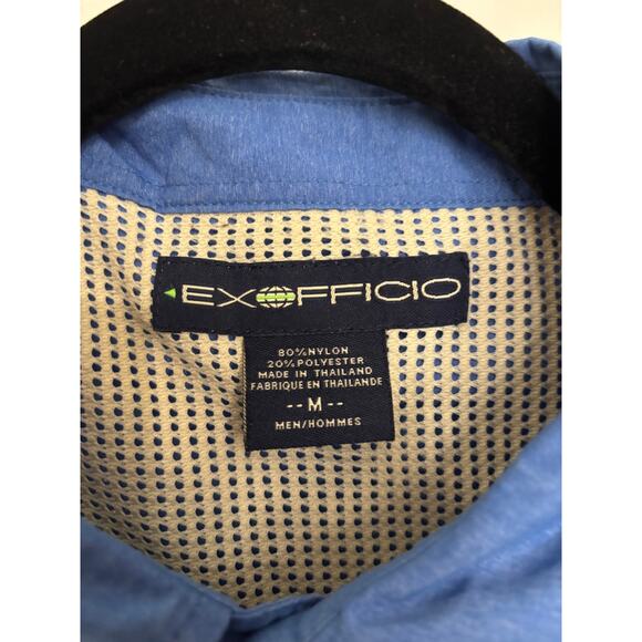 Exofficio Shirt Mens Medium Long Sleeve Button Up Blue Nylon Vented Outdoor - Picture 3 of 4